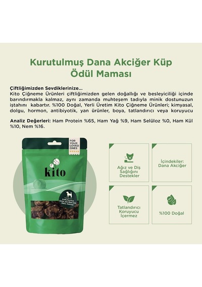 Ayrex Kito Dana Akciğer Küp Atıştırmalık Köpek Ödül Maması%100 Doğal, Glutensiz, Organik 100 Gr Dog Treat