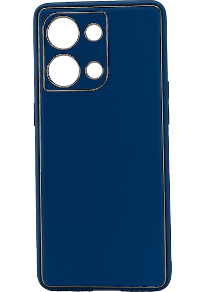 Nettech Oppo Reno 9 Uyumlu Coco Leather Seri Arka Koruma Kılıf - Lacivert Lacivert