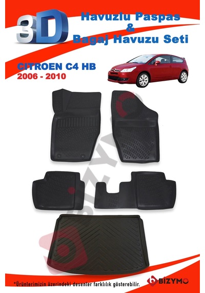 Citroen C4 Hb 2006-2010 Paspas Ve Bagaj Havuzu Seti Siyah