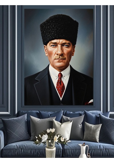 Mustafa Kemal Atatürk'ün Portresi Dekoratif Kanvas - Mdf Ahşap Tablo