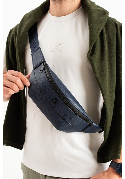 M 431 Mega Bag Suni Deri Bel / Bodybag Çanta Lacivert