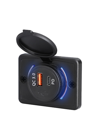 Goboenergy Bspu 48w Çift Portlu Hızlı Araç Şarj Soketi - 30w Pd Type-c & 18w Qc 3.0 Usb - 12v/24v Tekne Karavan Otomobil Uyumlu