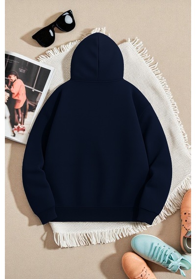 Uyguntarz Unisex Eriyen Kalpler Tasarım Basklı Sweatshirt Lacivert