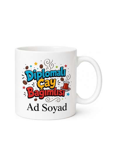 İsim Ve Sıfat Yazılı Komik Baskılı Kupa Bardak Esprili Hediye Beyaz / Çok Renkli