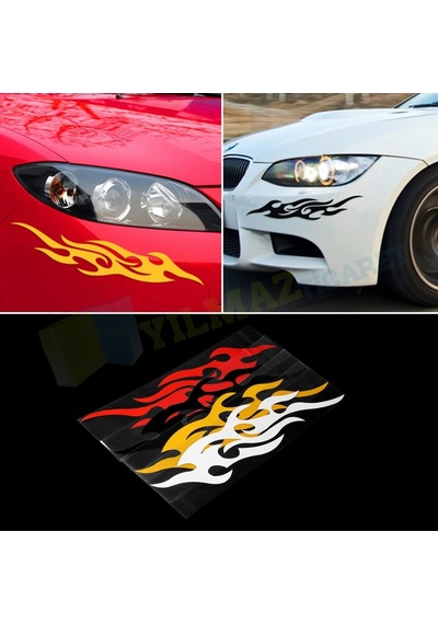 Araba Yan Ayna Motosiklet Alev Oto Sticker Etiket Yapıştırma 2 Ad