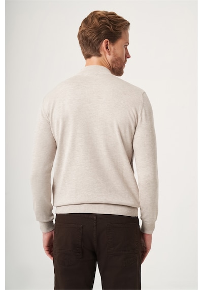 İmza Bej-sütlü Kahve Balıkçı Yaka Uzun Kol Örme Comfort Fit Pamuklu Kazak 1012265154 Bej-s.kahve