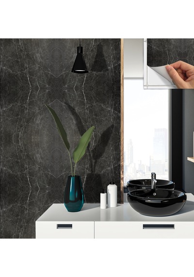 Kendinden Yapışkanlı Mermer Desenli Panel Belgıum Black Desen 82x122 Cm 1 Adet 1 M2