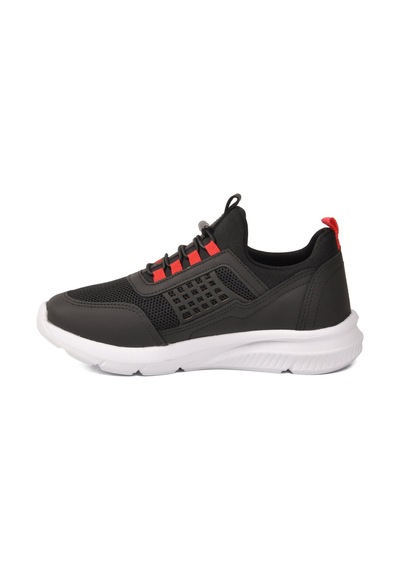 Walkway Siyah Beyaz Fileli Hafif Esnek Unisex Çocuk Spor Ayakkabı 9060 Motano F Siyah-beyaz-kırmızı