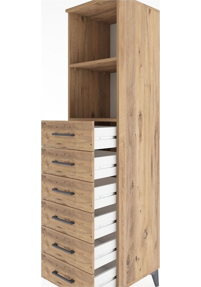 Hyperion Dolap 2 Raflı 6 Çekmeceli 44x44x182 Çam-çam Çam