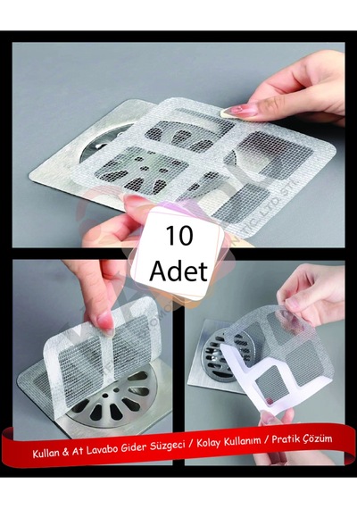 10 Adet Kullanat Yapışkanlık Gider Kapağı Süzgeci, Kıl Tüy Toplama, Böcek Önleyici Plastik Diğer