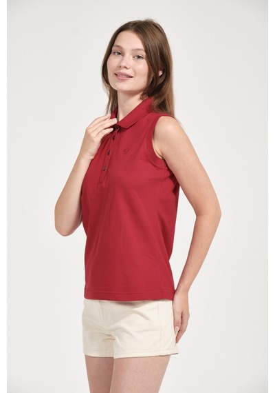 Kadın Regular Fit Kolsuz Polo Kirmizi