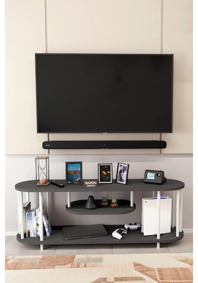 Modern Tv Ünitesi Ahşap Raflı 2 Katlı Televizyon Sehpası Minimalist,dayanıklı, Tv Standı Beyaz Demir Antrasit Modern Tv Ünitesi Ahşap Raflı 2 Katlı Televizyon Sehpası Minimalist,dayanıklı, Tv Standı Beyaz Demir Antrasit