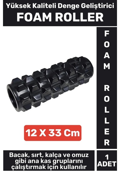 Fitness Aerobik Denge Stabilite Kas Esnekliği Geliştirici Kadın Erkek Foam Roller 33 Cm Çok Renkli