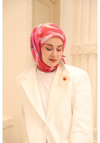 Silk Home Olinda İpek Eşarp 47001-07 Fuşya, Gri, Pembe, Mercan, Mor