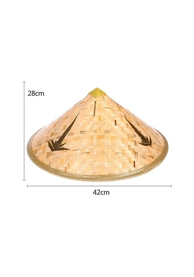 Naturel Renk Cambodia Kamboçyalı Vietnam Şapkası Pvc Hasır +0