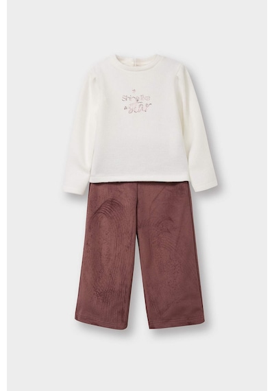 Defacto Kız Bebek 2li Takım Baskılı Sweatshirt Süet Pantolon G5713a525wnpn324 Pembe-pn324