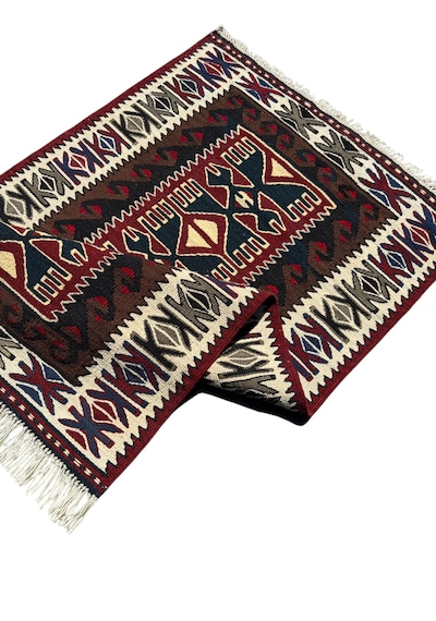 El Dokuma Sıfır Yahyalı Kilim 73x120 Kök Boya %100 Yün Küçük Kilim Renkli