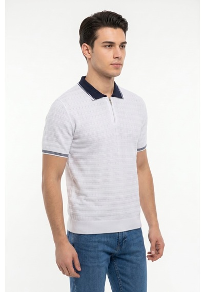 Baglan Erkek Spor Polo Yaka Triko Tişört Bgl-st05372 Beyaz