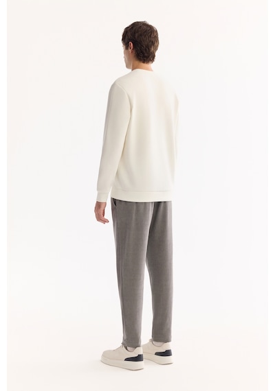 Avva Erkek Ekru Bisiklet Yaka Pamuklu Bi-stretch Baskılı Regular Fit Sweatshirt A52y1210