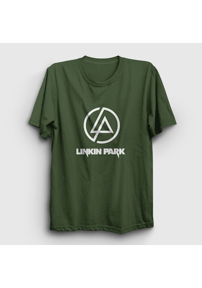 Presmono Unisex Logo Linkin Park T-shirt Haki