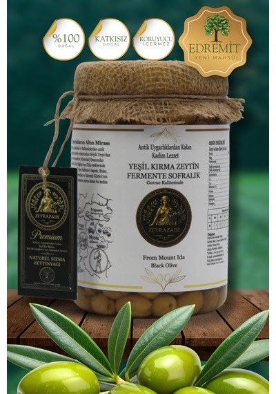 Zeyrazade Yeşil Kırma Sofralık Zeytin Fermente -1 Kg