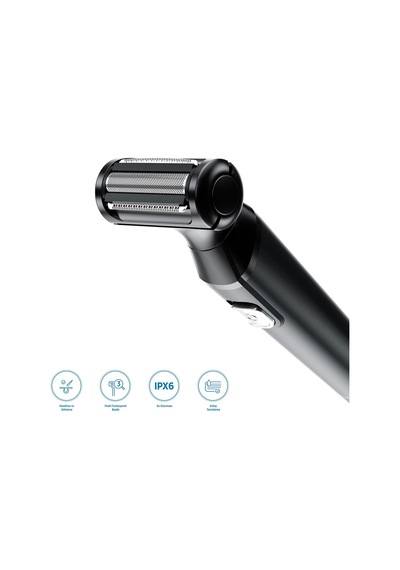 Polosmart Psr103 Erkek Vücut Bakım Cihazı 2 Başlıklı Ipx6 Su Geçirmez Sıfır Tıraş Makinesi Siyah