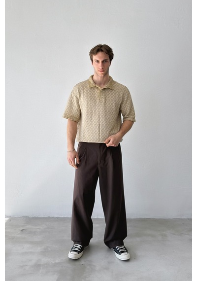 Flaw Basic Baggy Pantolon-29306 Kahverengi