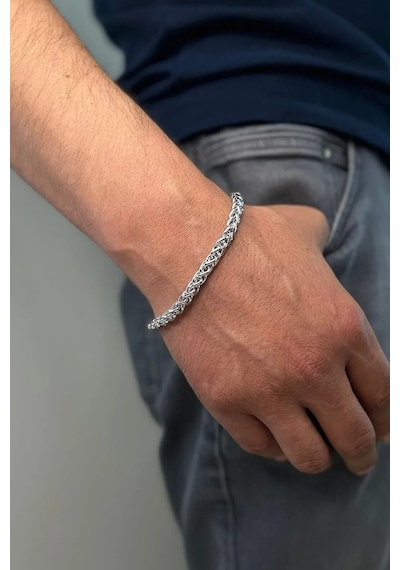 Spor Tilki Kuyruğu Erkek Çelik Zincir Kolye Ve Bileklik Set 4mm K60s Metalik Gri