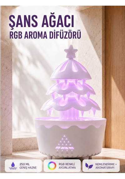 Tek Şans Ağacı 250 Ml Ultrasonik Hava Nemlendirici Rgb Işıklı Aroma Difüzörü Najmaddin Diğer