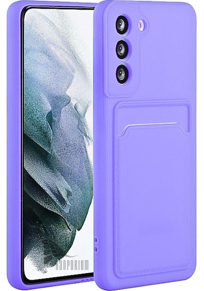 Samsung Uyumlu Galaxy A55  Kartlıklı Silikon Kılıf Kamera Korumalı Pastel Renk Esnek Kapak-lila