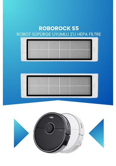 Roborock S5 Robot Süpürge Uyumlu 2'li Hepa Filtre