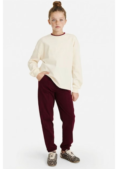 Defacto Jogger Fıt Penye Bordo Kız Çocuk Pantolon G0337a8/br115 Bordo
