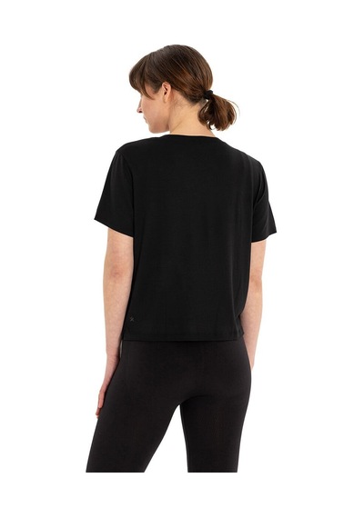 Inguz Modal Bisiklet Yaka Basic Yoga T-shirt SIYAH