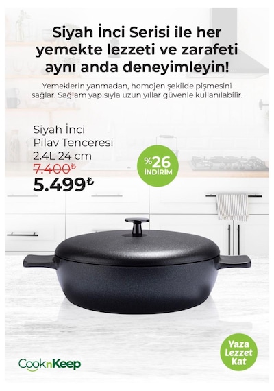 Cooknkeep İnci Tencere 2,4 Lt Siyah