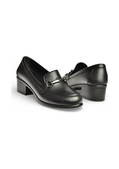 Fox Shoes Y555592003 Siyah Kalın Alçak Topuklu Kadın Ayakkabı Siyah