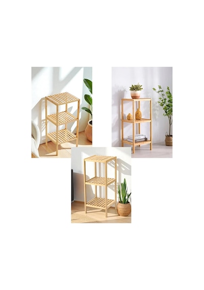 İbico İ21-148 Çok Amaçlı 3 Katlı Raf Ve Organizer 36x32x80 Cm - Ahşap Bambu