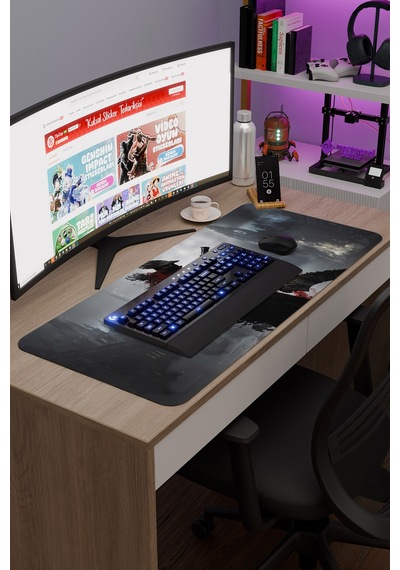 Bloodborne Kaymaz Dikişli Kauçuk Oyuncu Mousepad V5 - 90x40 Xxl Gaming Mouse Pad Fare Altlığı