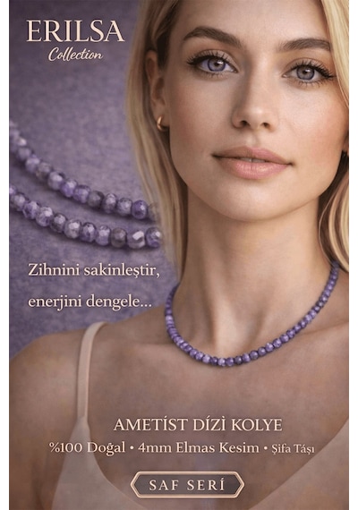 Sertifikalı Ametist Dizi Kolye - 4mm Elmas Kesim Minimal Seri Doğ Çok renkli