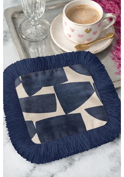 Geometrik Lüks Saçaklı Sunum Peçetesi - Soyut Modern Lacivert Krem Desenli Kahve Sunum Mendili Canlı Toprak Taş Geometrik Lüks Saçaklı Sunum Peçetesi - Soyut Modern Lacivert Krem Desenli Kahve Sunum Mendili Canlı Toprak Taş