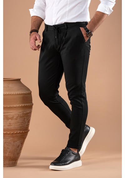 Slimfit Tek Pileli Dar Paça Fermuar Detaylı Kışlık Kumaş Pantolon 001