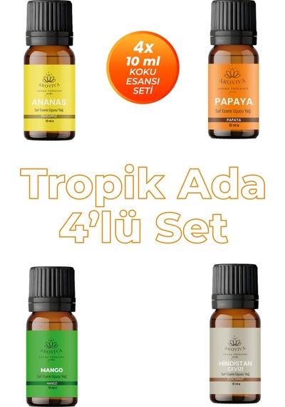 Tropik Ada 4'lü Set Oda Kokusu Esansı - Egzotik Kaçış 4x10ml Karışık