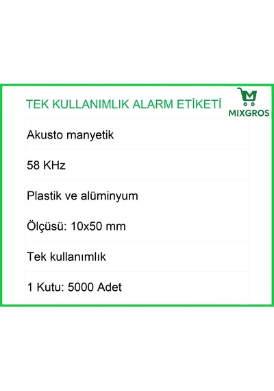 Akusto Manyetik Dr Barkodlu Alarm Etiketi 1 Kutu: 5000 Adet