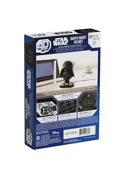 4d Build - Darth Vader Kaskı - Kaliteli Kartondan Detaylı 3d Model Kiti, 83 Parça, 12 Yaşından İtibaren Hayranları İçin
