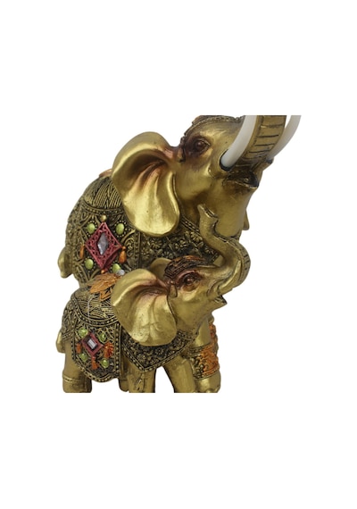 Lüks Nakış İşlemeli Anne Ve Yavru Fil Heykeli Feng Shui Şans Getiren Dekoratif Masaüstü Biblo 17 Cm. 08787364