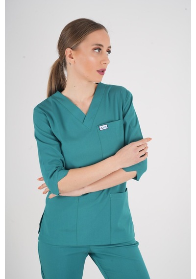 Unisex Ameliyat Yeşili Violet Model Scrubs Takım Doktor Hemşire Üniforması Ameliyat Yeşili