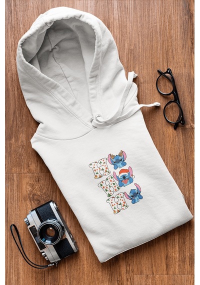 Stitch Yılbaşı Hohoho Kapşonlu Sweatshirt 001