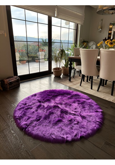 A Post Mor Yumuşak Dokulu Peluş Halı Yuvarlak