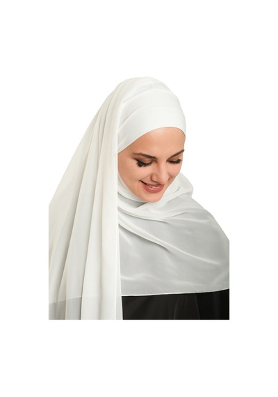 Hürrem Bone Krem Pratik Hazır Geçmeli Bone Şal Şifon Düz 2506 40 krem