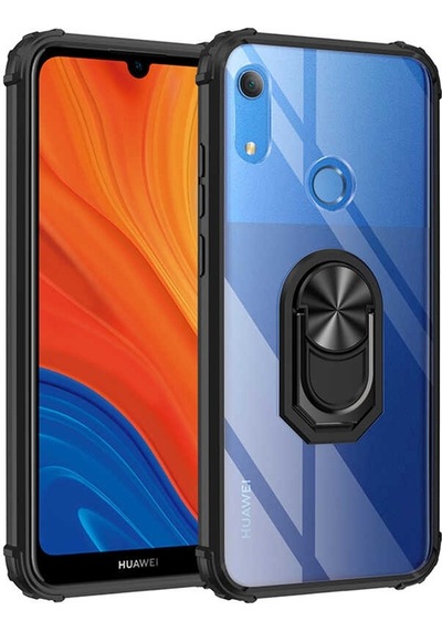Huawei Y6s 2019 Kılıf Arkası Şeffaf Kenarları Renkli Yüzüklü Tank Kapak Mola