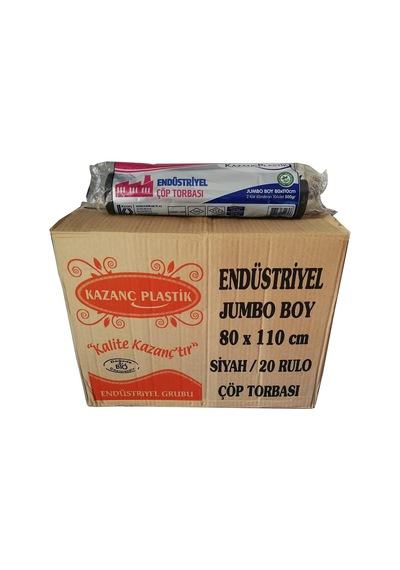 Ayrex Kazanç Plastik Endüstriyel Jumbo Çöp Torbası Poşeti 2 Kat Siyah 62 Mic. 500 Gr 80 X 110 Cm. / Koli